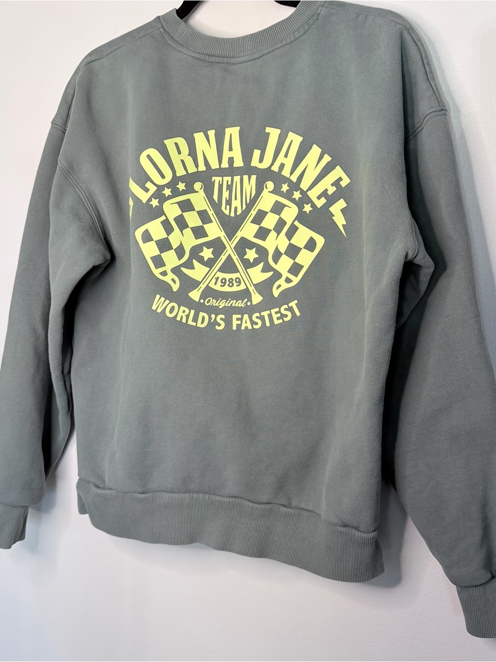 Lorna Jane Sage Green Pullover with Yellow Label
